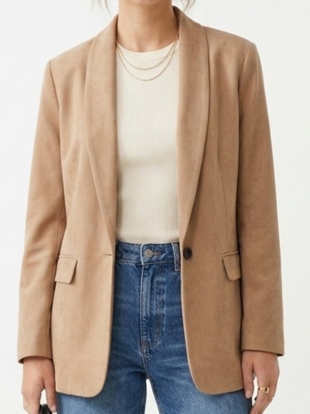 EVERLANE Easy Relaxed Single Button Blazer Tan Camel Sz 0